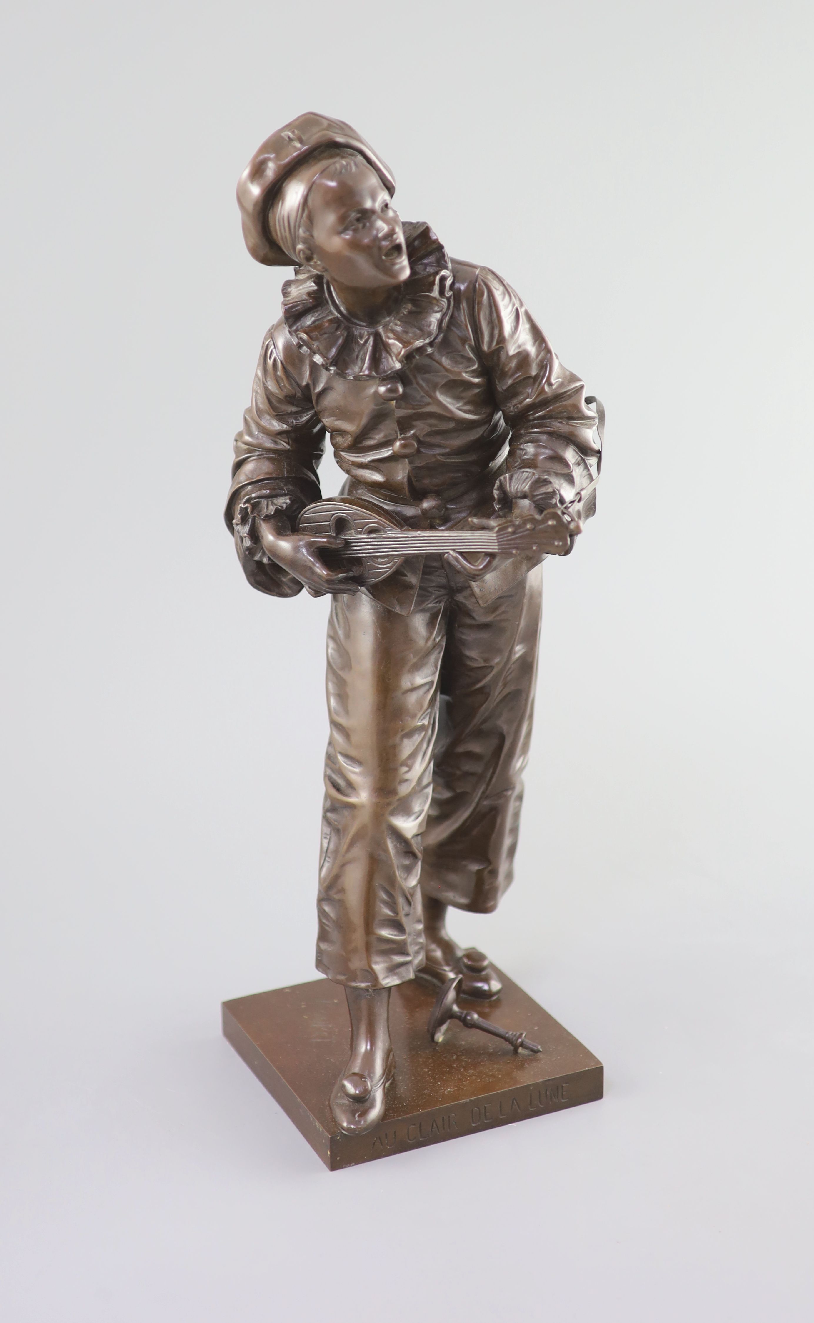 Eutrope Bouret (1833-1906) a bronze figure; ‘Au Clair de la Lune’, 46cm high.